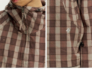 [Monterest] Textured Plaid Hooded Jacket
