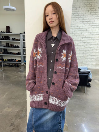 [NeverSeez] Fair Isle Wool Blend Cardigan