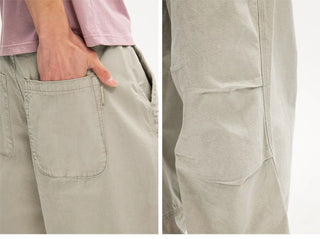 [Monterest] Washed Pleated Wide Leg Parachute Pants