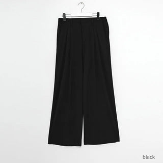 high waist pintuck wide slacks
