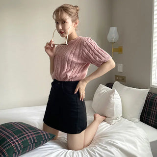 butter twist half sleeve knit