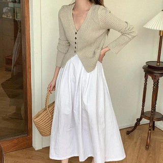 A-line pinduck long skirt