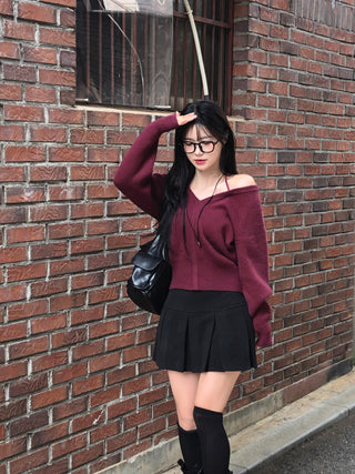 (Pleated skirt with built-in inner shorts)