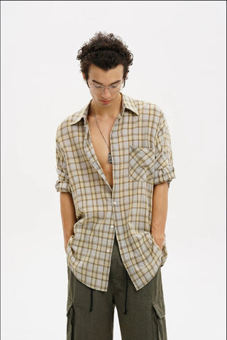 [MASONPRINCE] Camp Flocked Plaid Shirt
