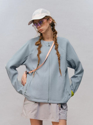 [Monterest] Waffle Knit Zip-Up Cardigan Jacket