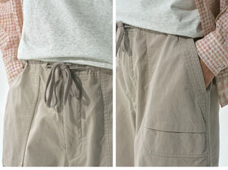 [Monterest] Grid Cotton Drawstring Paratrooper Pants