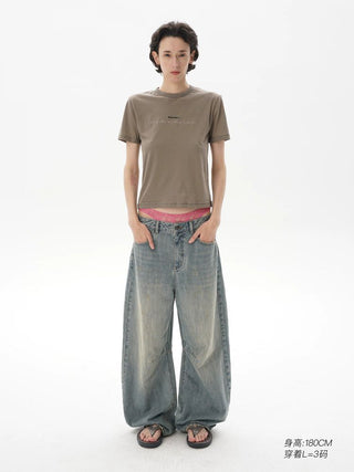 [MASONPRINCE] Washed Slub Denim Wide Leg Pants