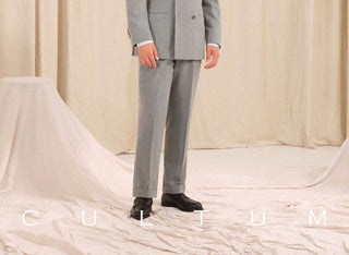 [CULTUM] Herringbone Peak Lapel Double Breasted Suit