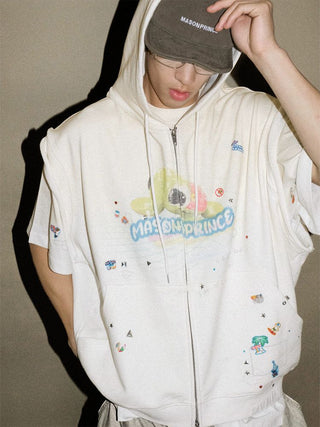 [MASONPRINCE] Cotton Hooded Vest / Zip-Up Hoodie