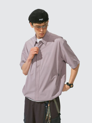 [Monterest] Arc Seam Short Sleeve Layered Shirt