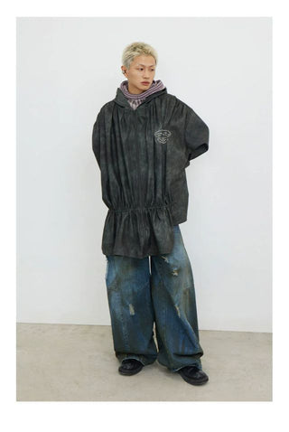 CONP Peplum Leather Jacket (Gray)