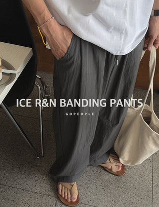 Flowy Ice Cool Elastic Waist Pants (4 colors, M~XL)