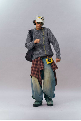 [Monterest] Multicolor Yarn Blend Crewneck Sweater