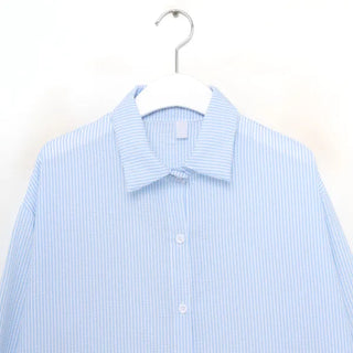 Cotton waffle striped shirt