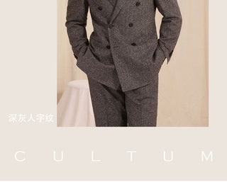 [CULTUM] Wool Blend Peak Lapel Suit Set
