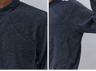 [Monterest] 3A Antibacterial Grid Fleece Half-Zip Tee
