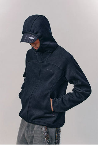 [Monterest] Fleece-Lined Hooded Zip-Up Cardigan
