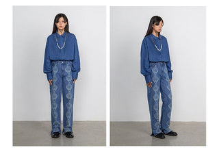 CONP Devoré Graphic Denim Pants (Blue)