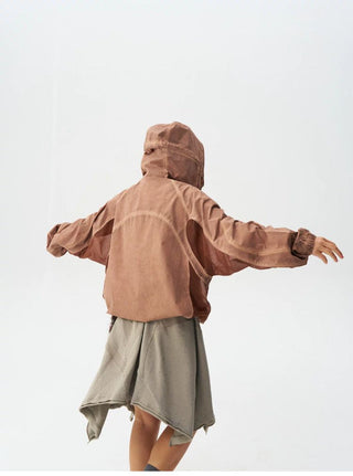 [Monterest] Washed 4-Way Stretch Mesh Hooded Jacket