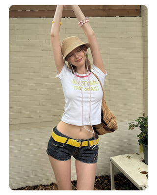 [NECY] Glitter Neckline Rhinestone Short