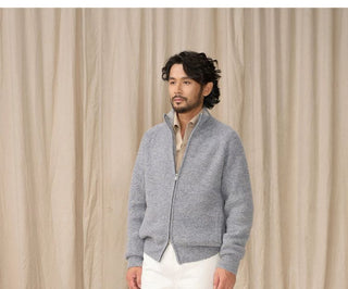 [CULTUM] Wool Stand Collar Double Zip Cardigan