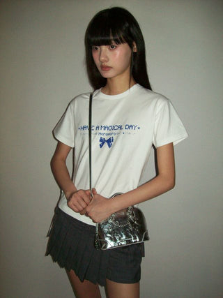 [moromoro2] Bow Print T-shirt