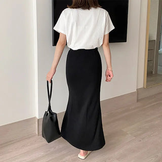 mue ribbed slit skirt