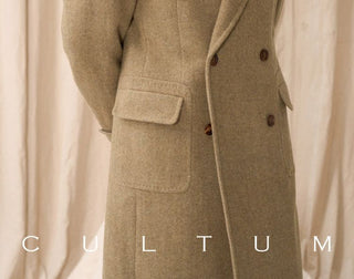 [CULTUM] Heavyweight Wool Herringbone Polo Coat