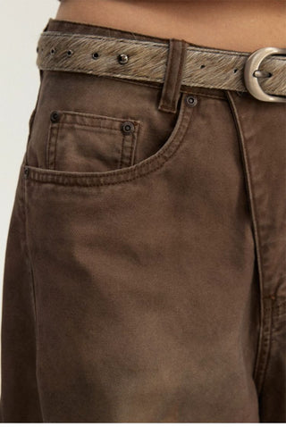 [Monterest] Washed Curved Seam Wide Leg Pants