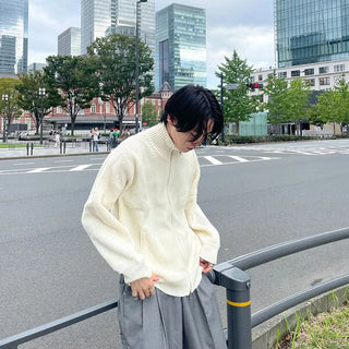 High-neck knit zip-up