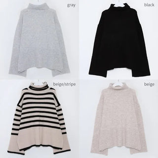 Turtleneck Slit Knit