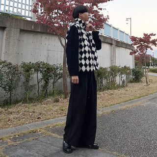 Checkered fleece vest