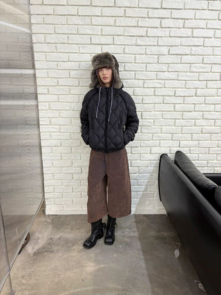 [NeverSeez] Flocked Cropped Wide Leg Jeans