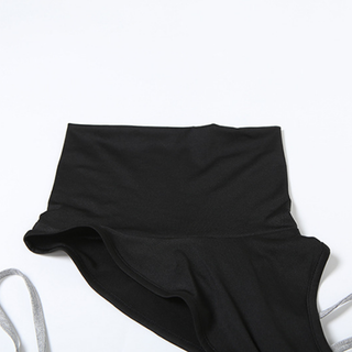 Irregular high neck hollow out button bodysuit