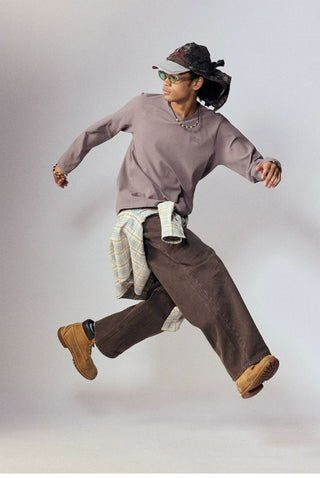 [Monterest] Waffle Knit Drop Shoulder Long Sleeve Tee