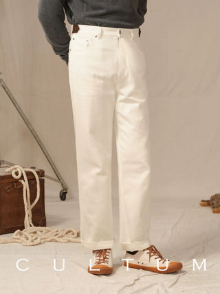 [CULTUM] Washed Cotton Cavalry Twill Straight Pants
