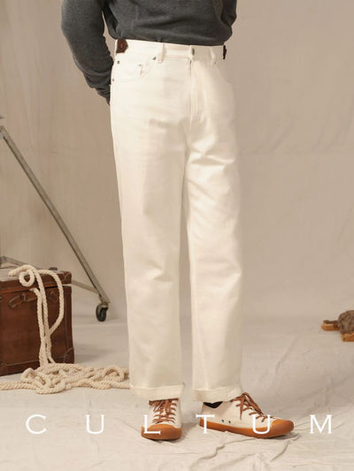 [CULTUM] Washed Cotton Cavalry Twill Straight Pants