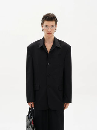 [MASONPRINCE] Wool Blend Oversized Blazer & Wide Pants Set
