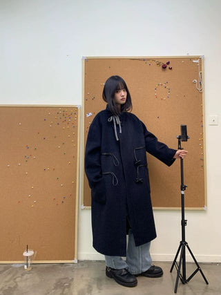 NEVERSEEZ Handmade Wool Blend Duffle Coat