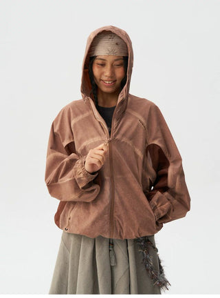 [Monterest] Washed 4-Way Stretch Mesh Hooded Jacket