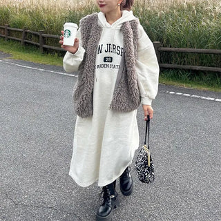 Fleece-lined hooded dress
