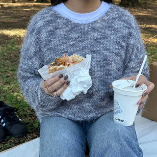 V-neck gradient knit