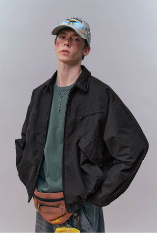 [Monterest] Washed Cotton Work Jacket with Leather Collar