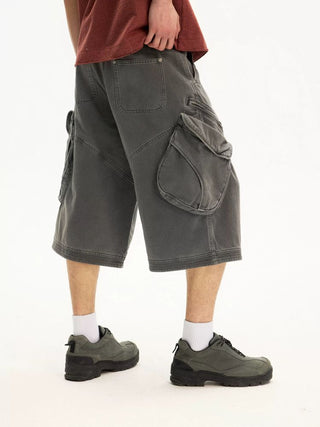 [Monterest] Washed Multi-Pocket 3D Cut Work Shorts