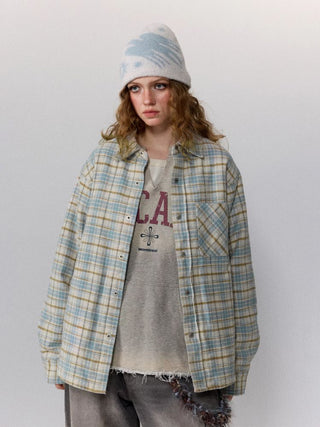 [Monterest] Quilted Padded Check Shirt Jacket