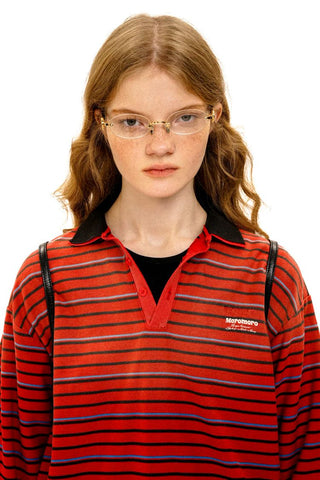 [Moromoro2] Layered Striped Polo Shirt