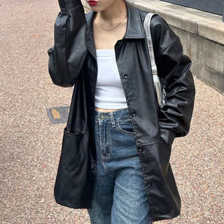 Loose leather jacket