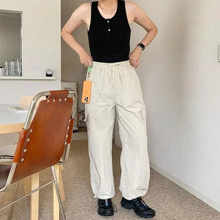 Ribbed button tank top