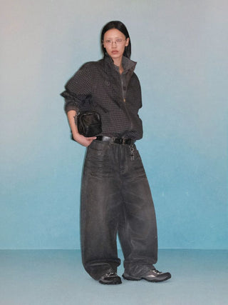 [MASONPRINCE] Waxed Relaxed Wide Leg Jeans
