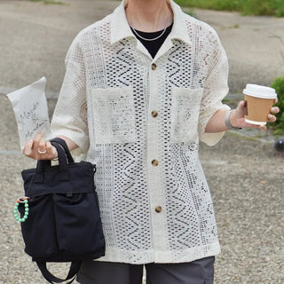 Lace half-sleeve shirt